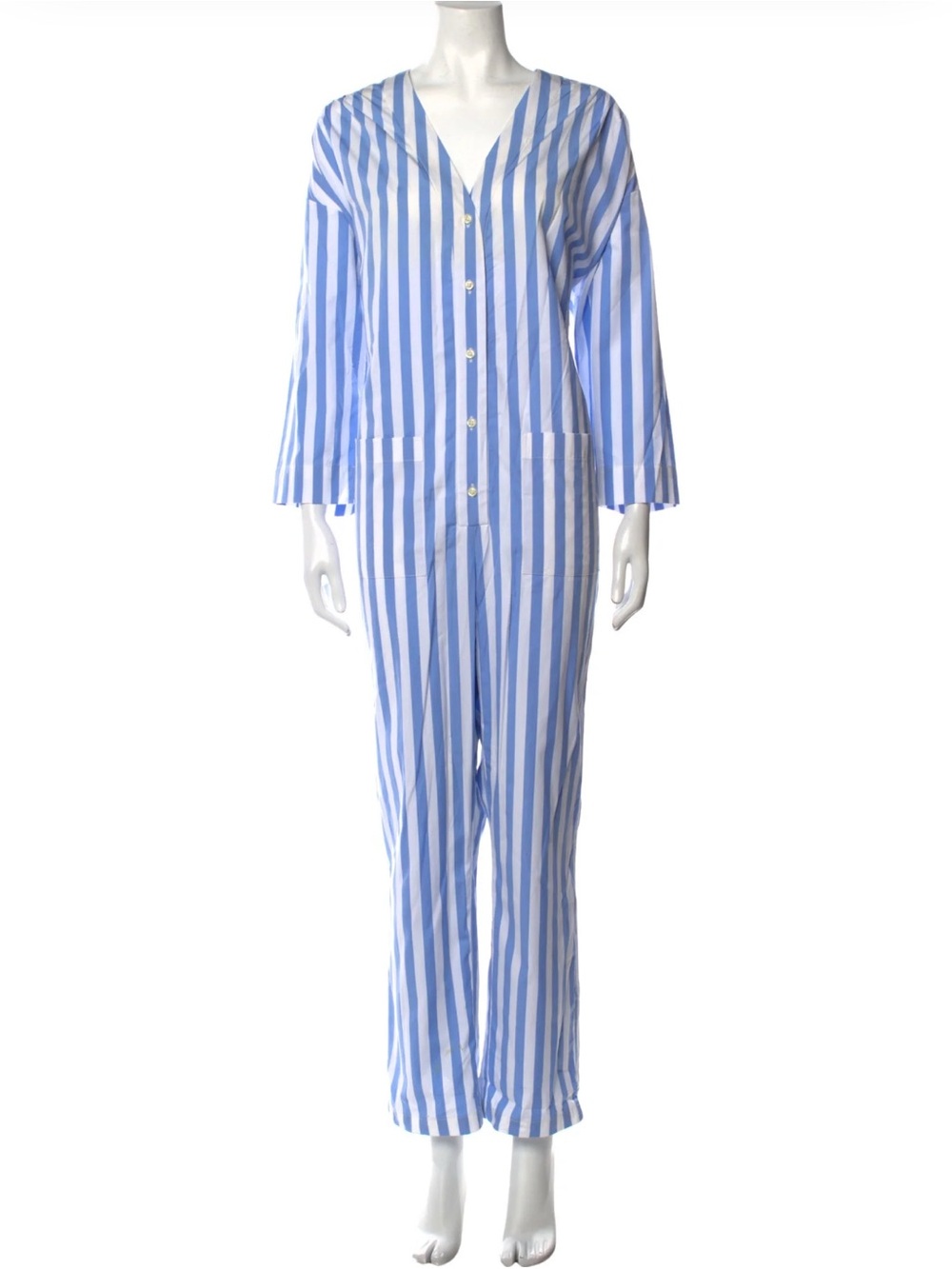 KULE Blue & White Striped Jumpsuit for Women Size M